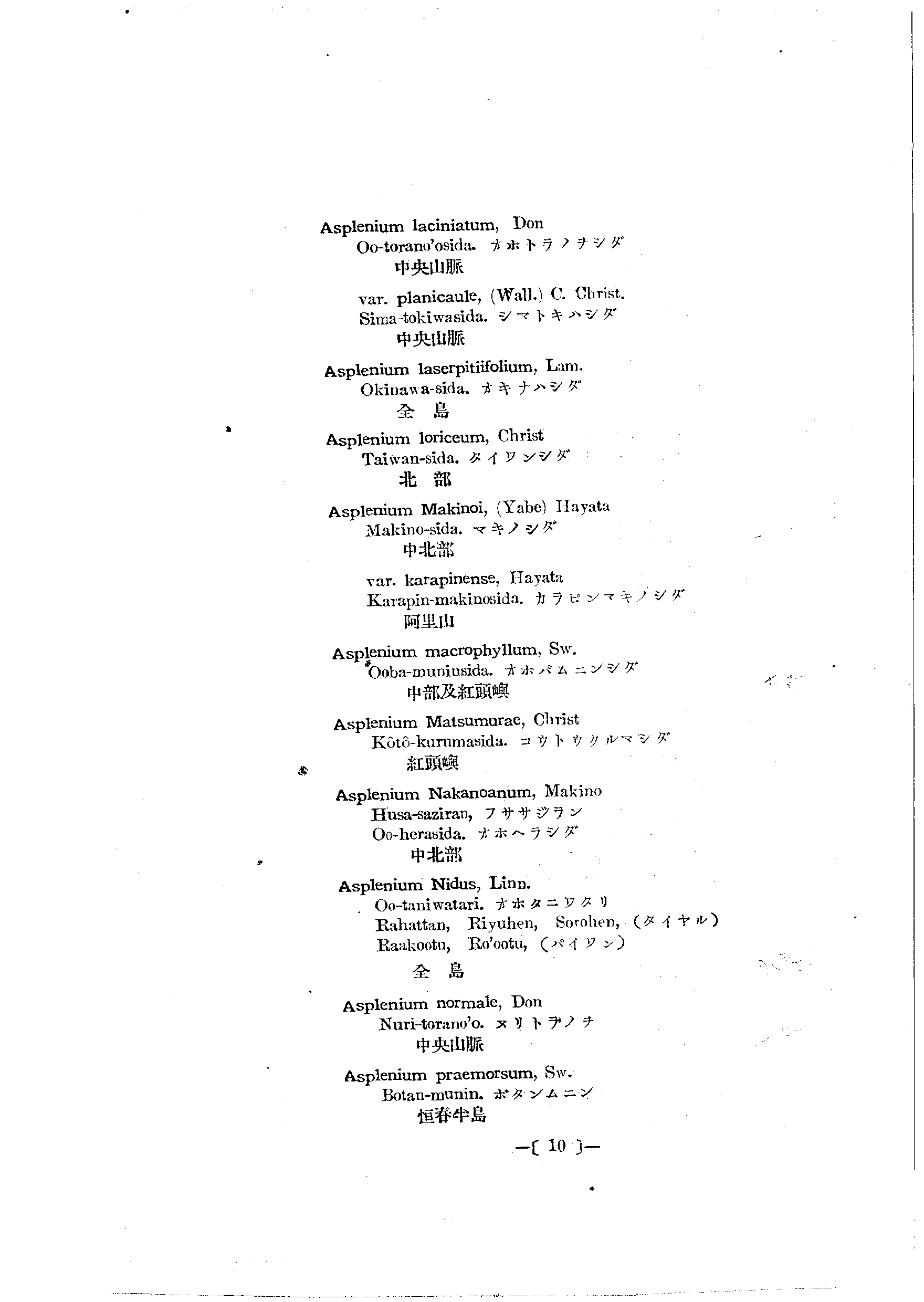 台灣植物名彙(List of Plants of Formosa)  第54頁